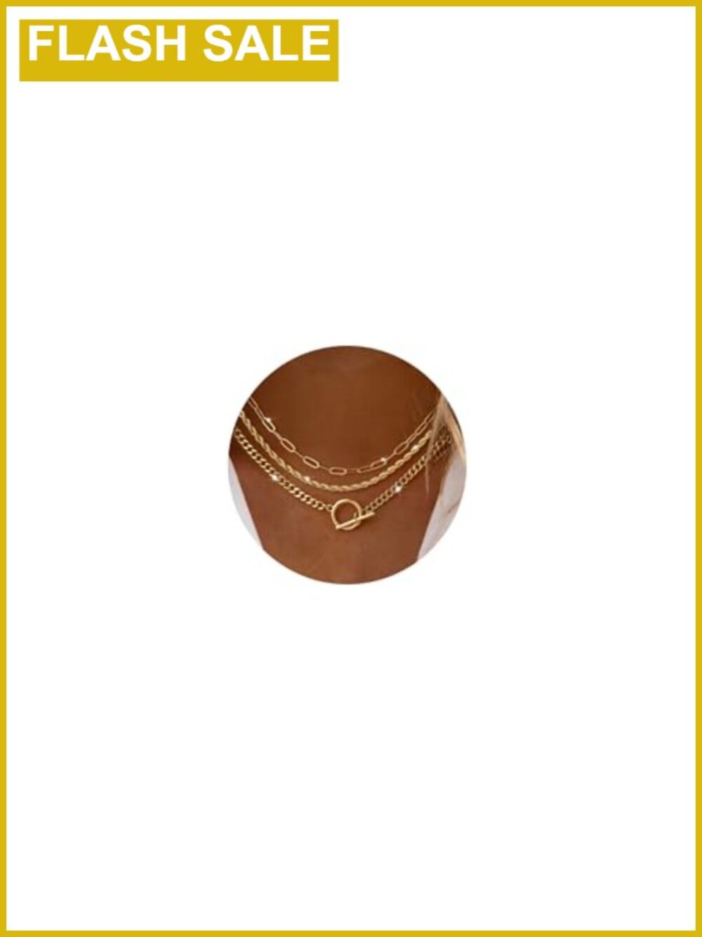 14K Gold Plated Layered Necklace Set Toggle Paperclip Chain Stacking